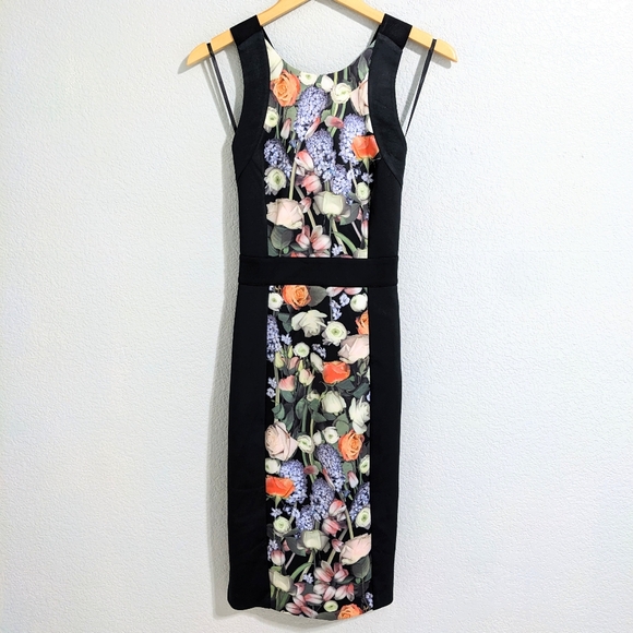 Ted Baker London Akva Kensington Floral Black Body-Con Dress Size 2 US 6 - Picture 3 of 5